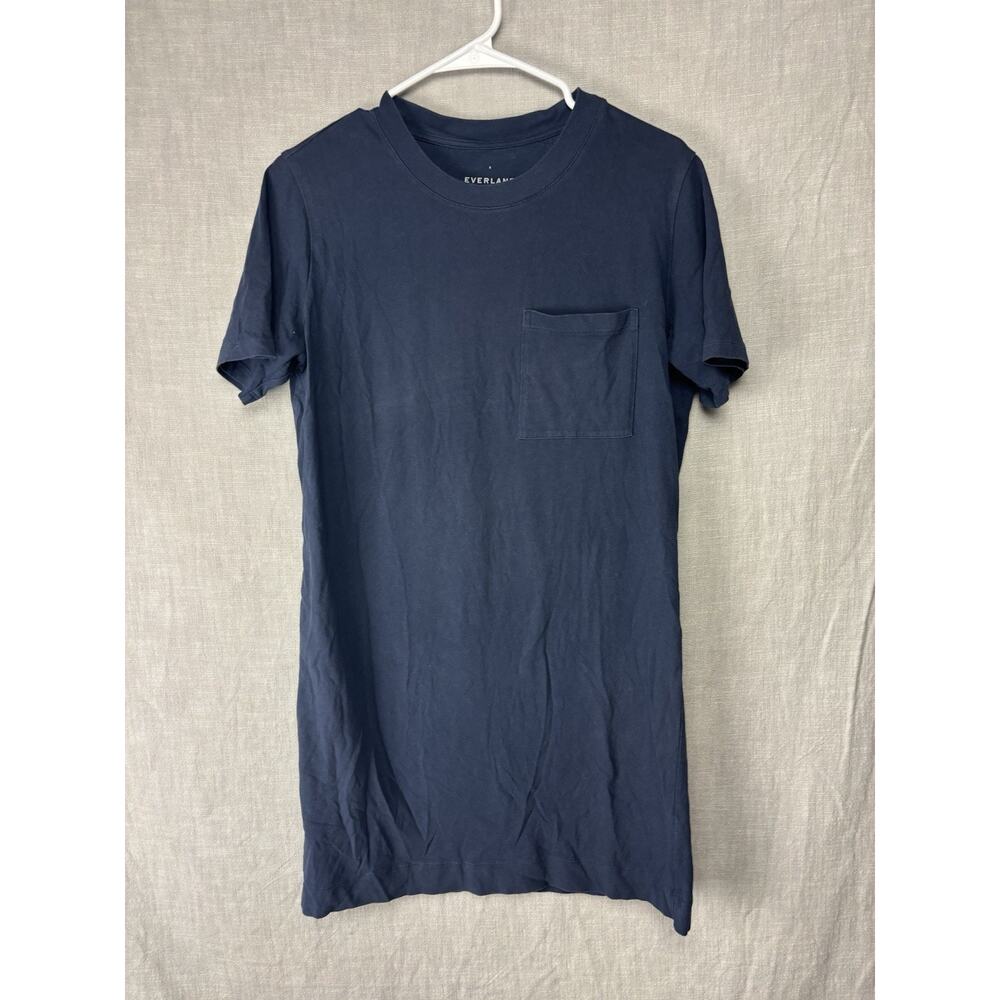 Everlane Blue T-Shirt Dress Women's Small Pocket Casual Minimalist Midi